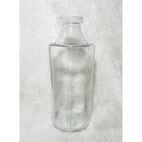 Octagonal Clear Glass Bottle Vase - Hearth & Hand with Magnolia - NEW - Picture 4 of 5